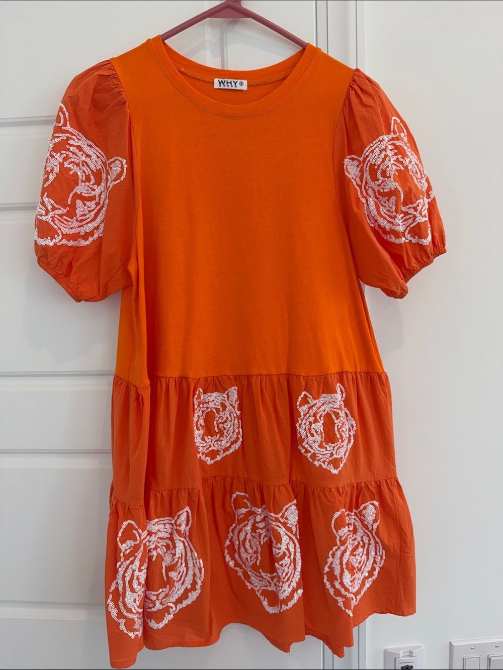 Orange Embroidered Tiger Dress